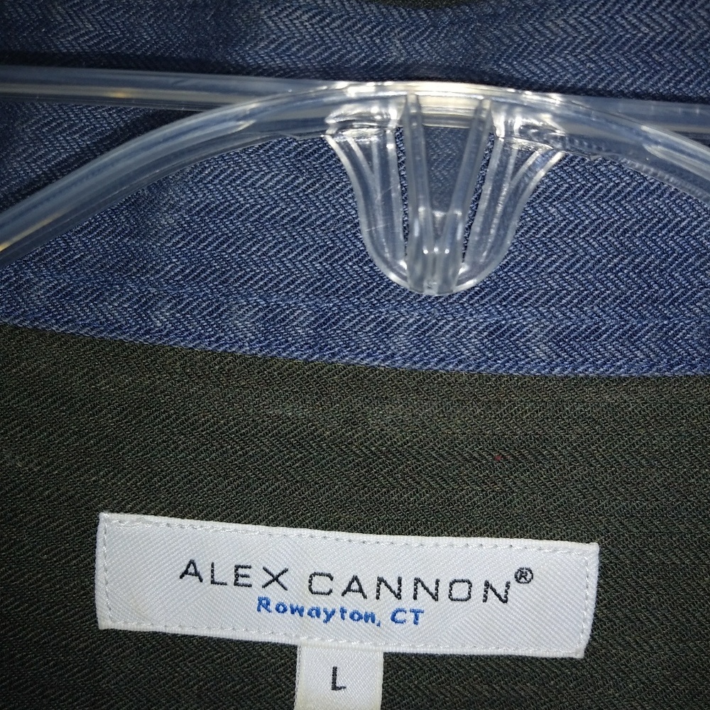 Men's Alex Cannon Dark Olive Dress Shirt Sz L - Picture 4 of 4